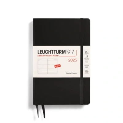 Bild av LEUCHTTURM1917 371012 Veckokalender 2025, paperback B6+ inbunden 12 månaders planerare, linjerad svart, engelsk