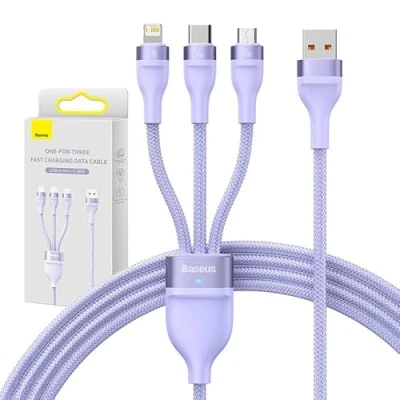 Bild av Baseus Câble de données charge rapide USB vers M+L+C 100W série Flash un pour trois