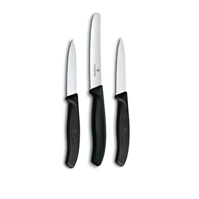 Bild av Victorinox Swiss Classic grönsaksknivset, 3 delar, 2 x grönsaksknivar, 1 grönsakskniv, tillverkad i Schweiz, diskmaskinssäker, svart