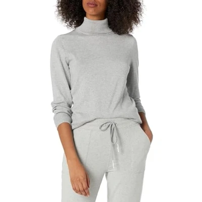 Bild av Amazon Essentials Women&#039;s Lätt långärmad tröja med polokrage klassisk passform (finns i plusstorlek), Ljusgrå ljung, XL