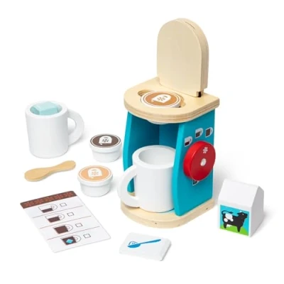 Bild av Melissa &amp; Doug Brygger och Serverar Kaffekanna i trä Rollspel Träleksaker 3+ Present till pojke eller flicka