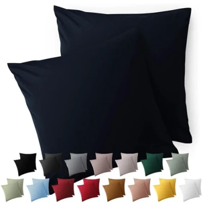 Bild av Blumtal Örngott 50x50 cm set om 2 Örngott, mörkblå, av mjuk Mikrofiber tvättbart Oeko TEX certifierat för kuddar