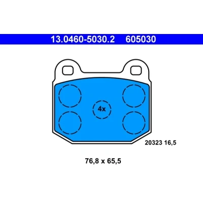 Bild av ATE 13.0460 5030.2 Jeu de plaquettes frein non préparé pour indicateur d&#039;usure, contact signal d&#039;usure exclu OPEL: Manta B CC, Kadett C Coupe