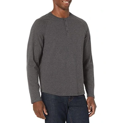 Bild av Amazon Essentials Men&#039;s Långärmad Henley skjorta med normal passform (finns i Big &amp; Tall), Kolsvart ljung, L