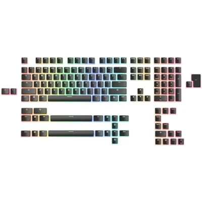 Bild av Glorious Gaming 145x Aura V2 PBT Pudding tangenter, RGB vänliga med transparenta symboler och sidor, material för hållbarhet akustik, passar MX brytare, amerikansk layout Svart