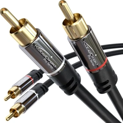Bild av KabelDirekt 1,5m RCA ljud videokabel/ sladd (2 till 2 RCA, förstärkare, AV mottagare, HiFi, digital och analog, dubbel skärmning) PRO serien