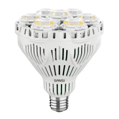 Bild av SANSI 40W LED Växtlampa Fullspektrum E27 för Inomhusväxter, Odlingslampor med Hög PPF 63 μmol/s, 4000K Tillväxtlampa Växthus, Blommor, Grönsaker, Hydroponik, Storlek Ø11,6 * 13,8cm