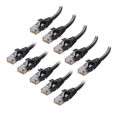Bild av Cable Matters 10 pack Gbps snagless Short Cat6 Ethernet kabel 0,3 m (katt6 kabel, katt 6 kabel) i svart meter