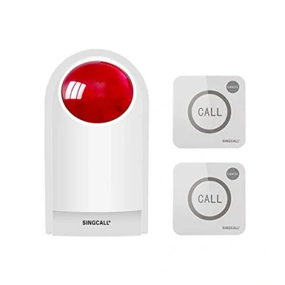 Bild av SINCALL Fjärrkontroller Strobe Siren Alarmkit Vattentät Utomhus SOS Varningssystem för företag/hem/butik/hotell/skola 300ft 1 röd blinkande siren+ 2 samtalsknappar