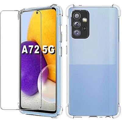 Bild av Samsung Galaxy A72 5G telefonfodral, stötsäker kristall klar hård stötfångare smal skyddande telefon för telefonskal 6,7 tum (A72 klar)