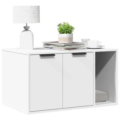 Bild av vidaXL Skåp för kattlåda vit 80x50x45 cm konstruerat trä, kattmöbel, katthus, katthus av kartong, möbel, inomhus