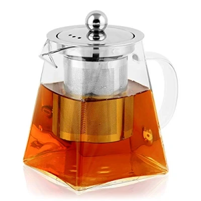 Bild av BONNACC tekanna i glas 500 ml värmebeständig med filter 304 rostfritt stål infusion perfekt för te och kaffe säker mikrovågsugn öppen eld gasugn