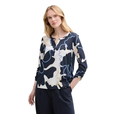 Bild av TOM Tailor Langarm MIT Muster Blus, Storlek: Large, Big floral shapes design