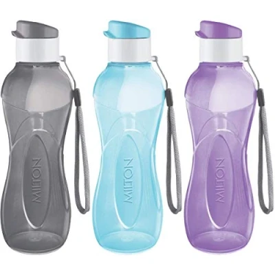 Bild av MILTON Vattenflaskor för barn återanvändbar läckagesäker 355 ml plast bred mun stor dryckesflaska BPA och läckagefri vattenflaska med handtag skola, cykling, camping, vandring, gym yoga