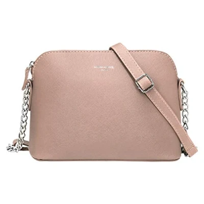 Bild av David Jones Dam Liten Axelremsväska Axelväska Crossbody Bag PU Läder Messengerväska Handväska Dragkedja Mode Kvinnor Resa Rosa