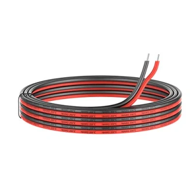 Bild av Haerkn 16awg 1,3 mm2 elektrisk tråd 2 ledare parallell silikontråd 10 meter [5 m svart 5 röd] 16 mätare 600 V flexibel förlängningskabel sladd trådad förtennad koppartråd koppling modell blytråd