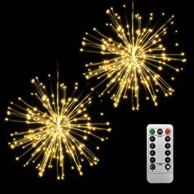 Bild av Lixada Fyrverkeri LED lampa med 150 lysdioder, ljusslinga för jul, fjärrkontroll, dekorativ hängande starburst inomhus, utomhus, hem, fester, bröllop, gård och trädgård (2 st.)