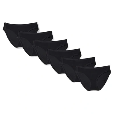 Bild av Amazon Essentials kvinnors bomull bikini trosor underkläder (finns i plusstorlek), paket med 6, svart, 6X