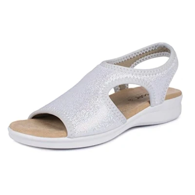 Bild av Aerosoft damsandal stretch 05 lätt tryckfri rund bredd G H, silver, 42 EU