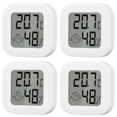 Bild av Luftfuktighetsmätare termometer inomhus, 4 stycken LCD digital hygrometer Gauge, mini termohygrometer för babyrum vardagsrum kontor växthus