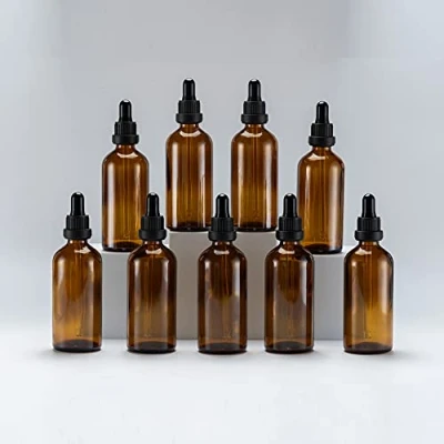Bild av Yizhao Bärnsten Glas Droppflaska 100ml, med Pipett Droppare, för Eteriska Oljor, Aromaterapi, Kosmetika, Laboratorium, Apotek, Vätskor, Resor 9 Stycken