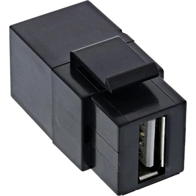 Bild av InLine® USB 2.0 Keystone snap in insats, A uttag/uttag, vinklad, svart