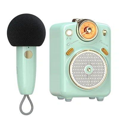 Bild av karaoke system med 1 trådlös mikrofon, bärbar högtalare höjd/bas, stöder TWS, USB/TF/FM radio, Rec, försörjning för fest, utomhus (rosa)