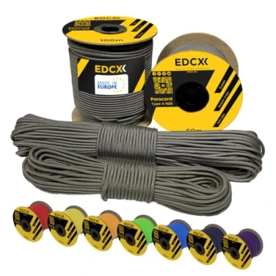 Bild av EdcX 3 mm nylonparacord 425 (15, 30, 50 och 100 m) typ II, % nylonrep, nylonrep i många färger (mörkgrå, 30