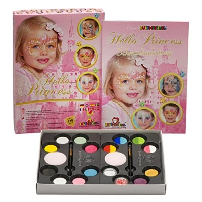 Bild av Ugglespegel 212073 Hello Princess sminkpalett, 10 professionella vattenfärger, 4 delade kakor, 2 glitter, svampar, penslar, 1 bruksanvisning
