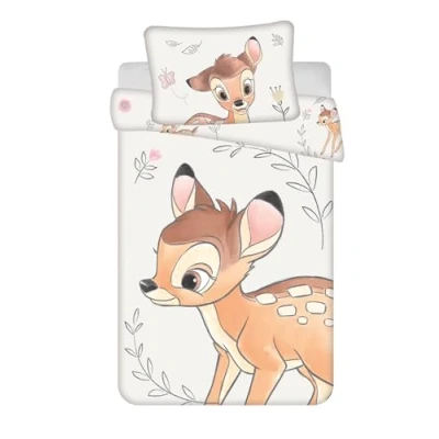 Bild av Jerry Fabrics Bambi Sängkläder för spjälsäng, påslakan 2 delar 100 x 135 cm + örngott 40 60 cm, % bomull