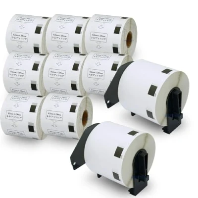 Bild av BETCKEY Compatible Barcode Label Replacement for Brother DK 11209, 62mm x 29mm, Use with QL Printers [10 Rolls/8000 Labels+2 Reusable Holder Frames]