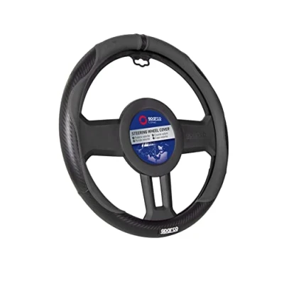 Bild av SPARCO S122 SPCS128BK Housse de volant noir 37 38cm PVC, Caoutchouc élastique