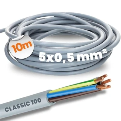 Bild av 10 meter Lapp 00100034 Oljeflex Classic 100 kontrollkabel 5 x 0,5 mm² med grön gul skyddsledare G0,5 I trådkabel färgkodad PVC kabel ledare