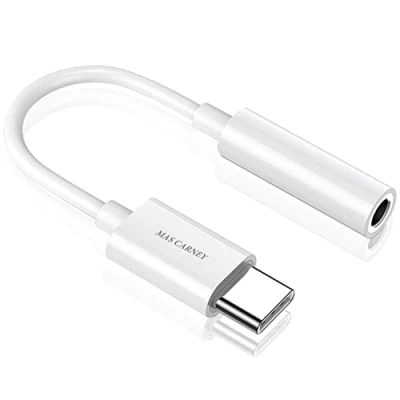 Bild av MAS CARNEY Hörlursadapter Typ C/USB C till 3,5 mm uttag AUX Mikrofonuttag Hörlurskontaktkabel med Hi Fi/DAC chip för Apple iPad Pro, Google Pixel 2/3/X