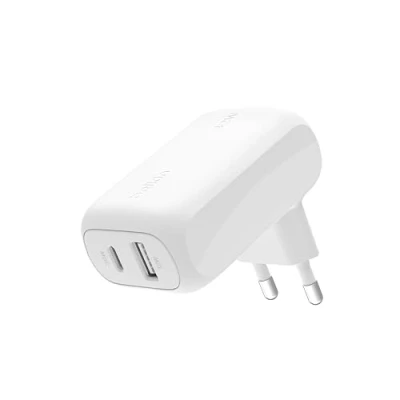 Bild av Belkin BoostCharge 42 W väggladdare med två portar, USB C + A snabbladdning för iPhone 15, 15 Plus, Pro, Pro Max, 14, 14 13, Galaxy S24, S23, Ultra, iPad, AirPods, m.fl. Vit