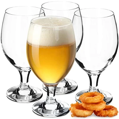 Bild av KADAX ölglasuppsättning, ölsida med glas, öltulpaner, veteglas för mörkt och lätt öl, hantverksölglas, ölmugg, pilsnerglas, ölglas, öl trofé (400 ml, 4 bitar transparent)