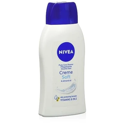 Bild av NIVEA Cream Soft Care Shower Mini (50 ml), duschgel med vitaminer och värdefulla oljor, fuktgivande pH neutral krämdusch mild doft
