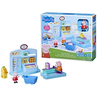 Bild av Peppa Pig Peppa’s Adventures Supermarket lekset för barn i förskoleåldern, med 2 figurer och 8 tillbehör, från 3 år, Flerfärgad