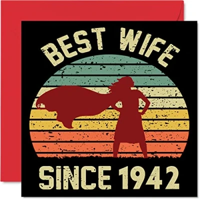 Bild av 82 årsjubileumskort för fru från make Best Wife Since 1942 jag älskar dig gåvor, grattis på 82:a bröllopsjubileumskort partner, 145 mm x gratulationskort till åttio sekunders årsdagar