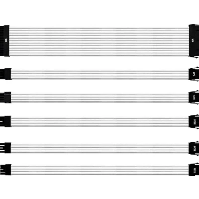 Bild av Cooler Master PVC förlängningskabelkit för PSU 16AWG hylsa med 3 lager, ATX kompatibel universalkontakter, 30cm lång, strömförsörjningsingångar avancerade CPU och GPU system stöds Vit