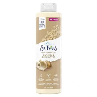 Bild av St. Ives Beruhigendes Duschgel, 650 ml, Feuchtigkeitsspendend, Haferflocken und Sheabutter, hergestellt mit pflanzlichen Reinigern 100 % natürlichen Extrakten, 473 ml Duschgel