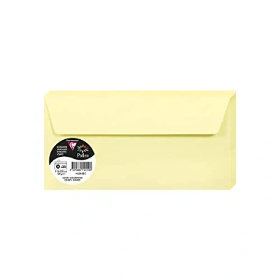 Bild av Clairefontaine Ref 5455C Pollen, självhäftande kuvert (paket med 20) DL storlek, 120 gsm papper, skrivarkompatibel, syrafri, remsa för enkel tätning kanariefågel