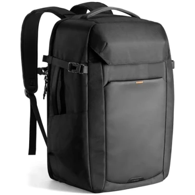 Bild av Inateck 38L reseryggsäck TSA vänlig handbagage ryggsäck kvinnor män laptop för 17 tums bärbar dator, flyg godkänd vattenavvisande kabinryggsäck med separat skofack, svart, 38 L