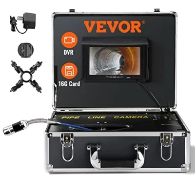 Bild av VEVOR Rörinspektionskamera 30 m längd 7&quot; endoskopskärm med IP68 vattentät DVR 12 LED justerbar 16 GB SD kort 1000TVL för rörledning avlopp hemdränering rörmokare