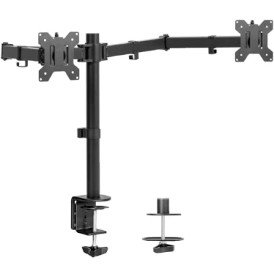 Bild av VIVO Dubbel Ultrawide Monitor Skrivbordsmontering, Kraftigt helt justerbart stålstativ, rymmer 2 datorskärmar upp till 38 tum och max 10 kg vardera, svart, STAND V038