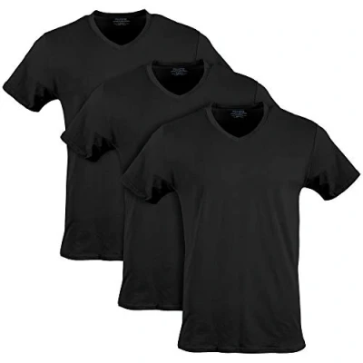 Bild av GILDAN herr bomull stretch v ringad t shirt underkläder (förpackning med 3), Svart sot (V 3 pack), M