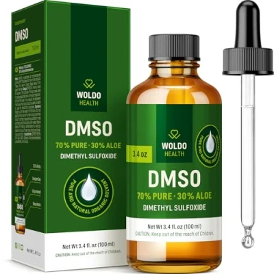 Bild av WoldoHealth DMSO 70% &amp; Aloe Arborescens 30% 100 ml brun glasflaska med pipett