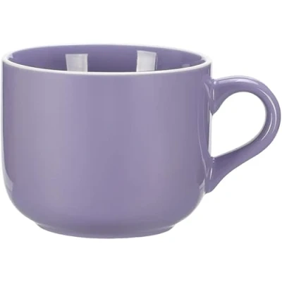 Bild av 650 ml tekopp, kaffekopp, XXL kopp, keramik, soppkoppar med handtag, jumbokoppar, stor kaffe, te, müsli, soppskål, skål, porslinskopp, soppskål handtag (lila)