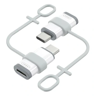 Bild av MoKo Lightning Female to USB C Male Adapter 2 Pack, Type Charger Connector for iPhone 15 Pro Max Plus, iPad, Support Charging/Data Transfer, NOT Audio/OTG, White + Gray