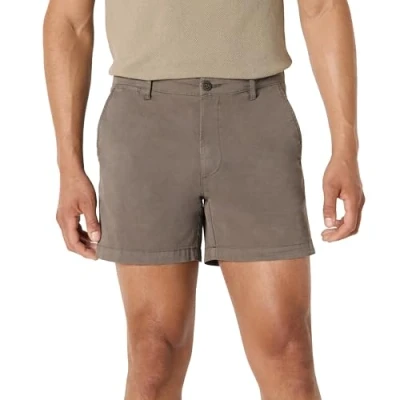 Bild av Amazon Essentials Herr Slim Fit 5 tum platt framsida komfort stretch chino kort (tidigare Goodthreads), grå, 42